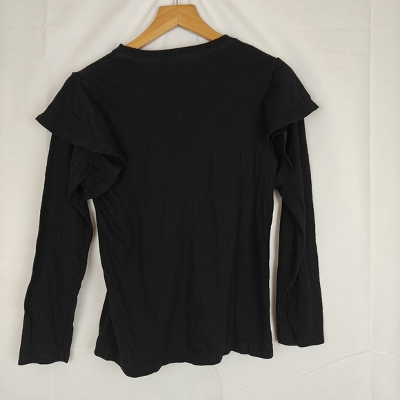 Citizens Of Humanity Long Sleeve Black Ruffle Tee Basic Cotton Size Small - Picture 6 of 8